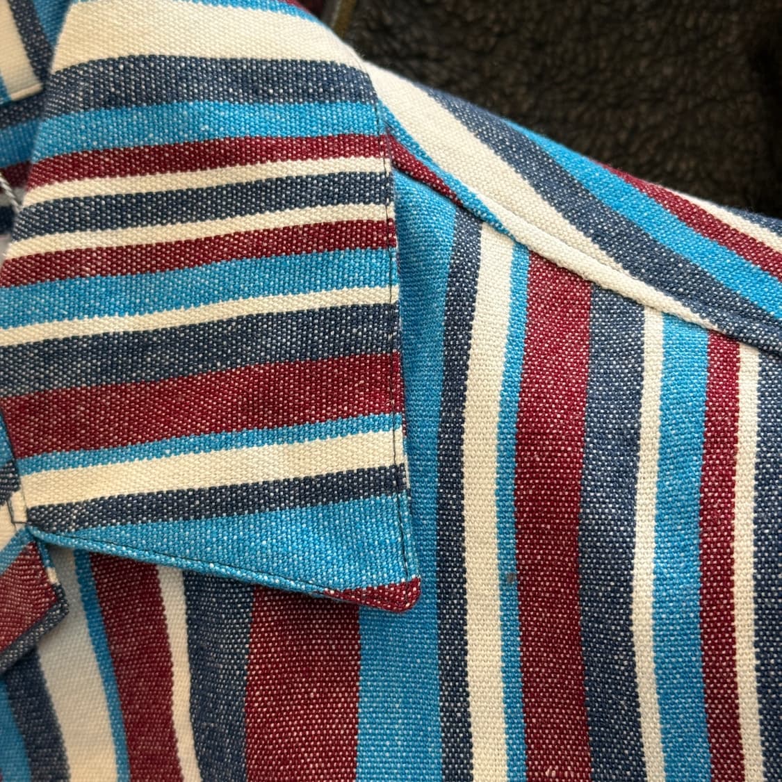 와카미 스트라이프 과테말라 생산 코튼 오픈카라 셔츠자켓 상품이미지4