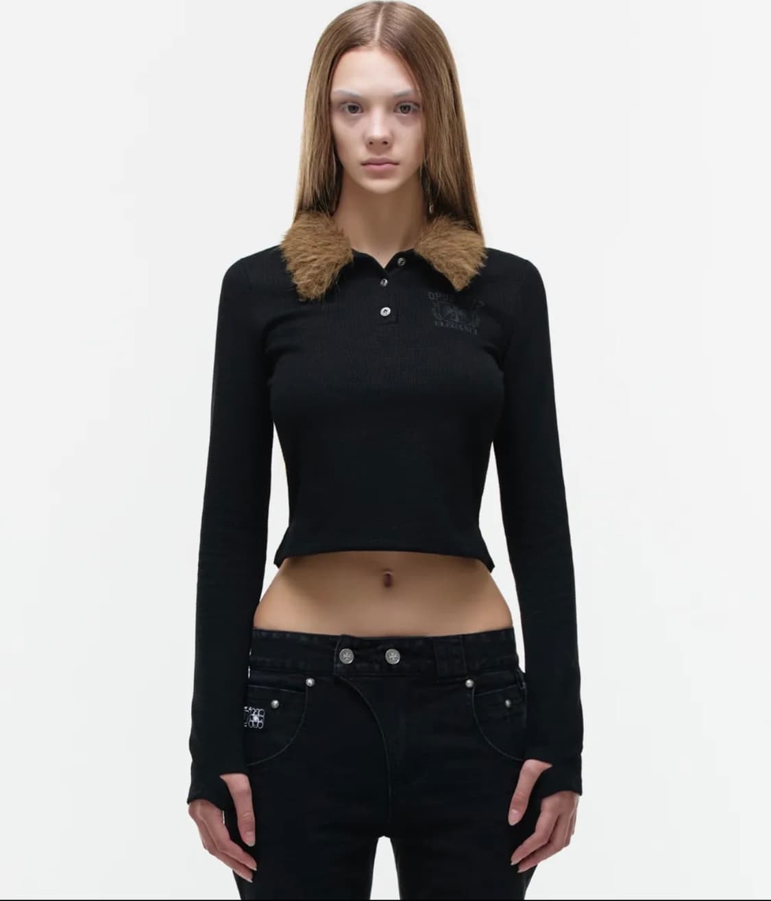 오퍼스0012 퍼카라 롱슬리브 블랙 상품이미지1