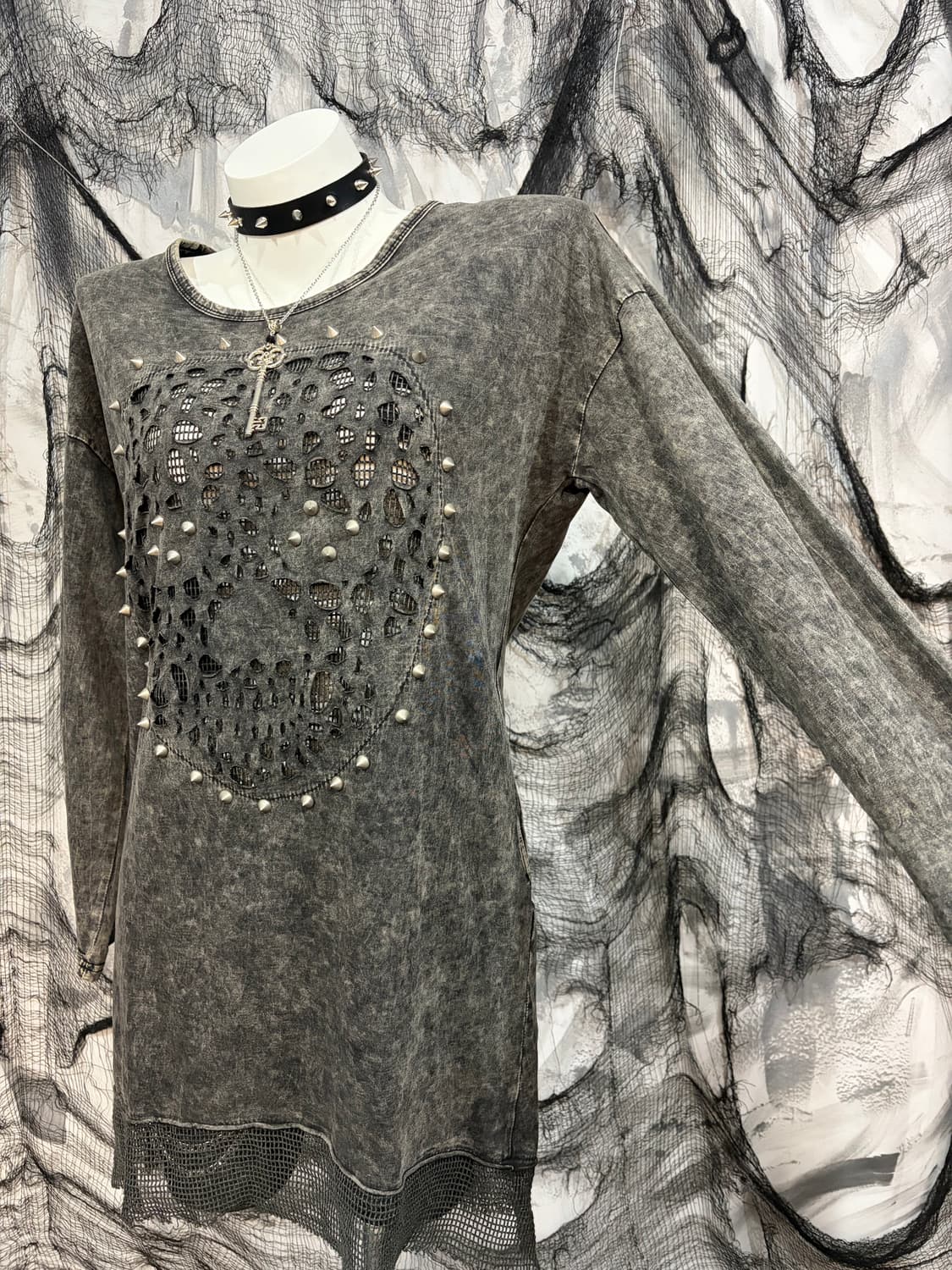 Rockchic Grunge studs mesh one-piece 상품이미지6