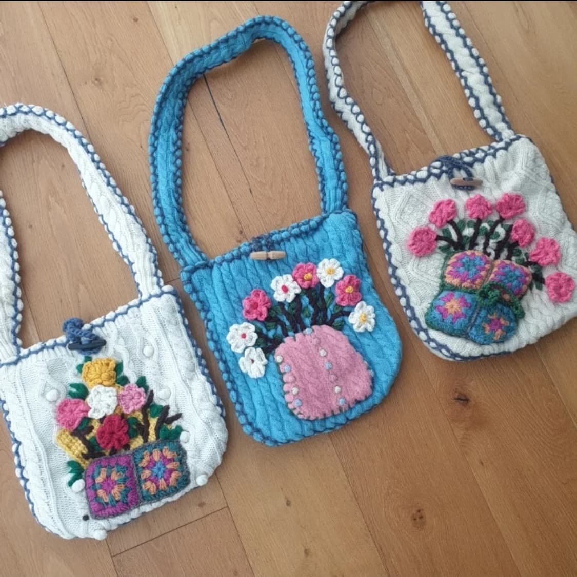 빈티지 핸드메이드 니트 가방 3종 모리걸 크로스백 인테리어 소품 희귀 상품이미지1