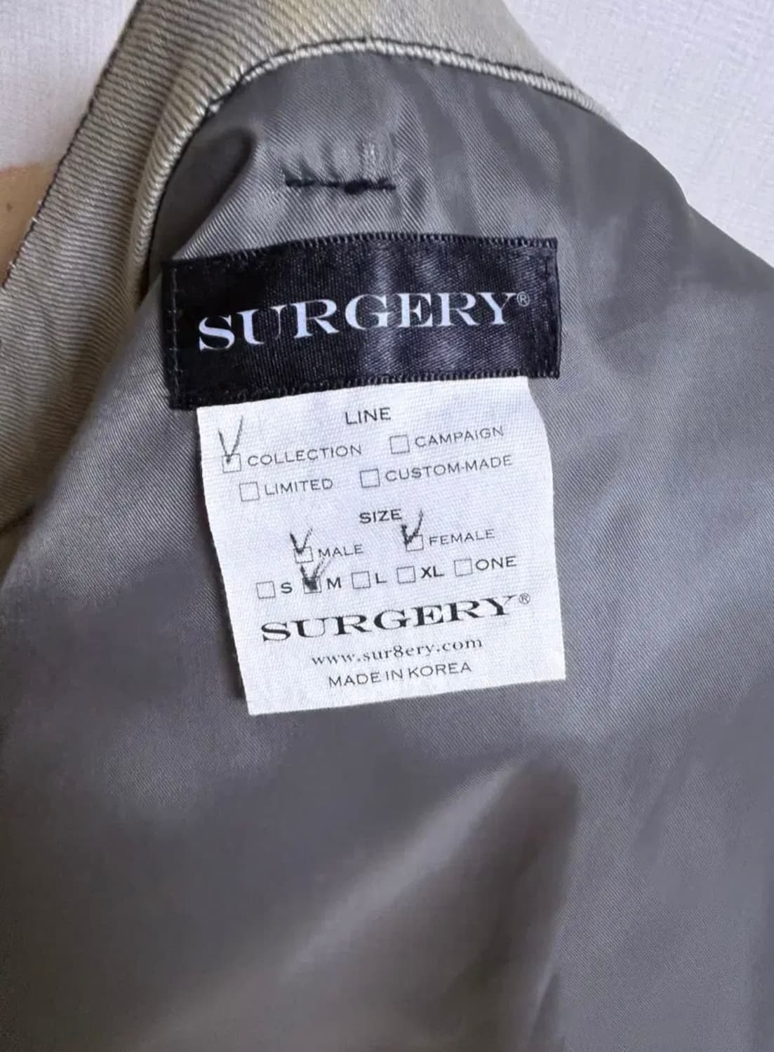 써저리 SURGERY 데님 자켓 블랙/그레이 M사이즈 상품이미지6