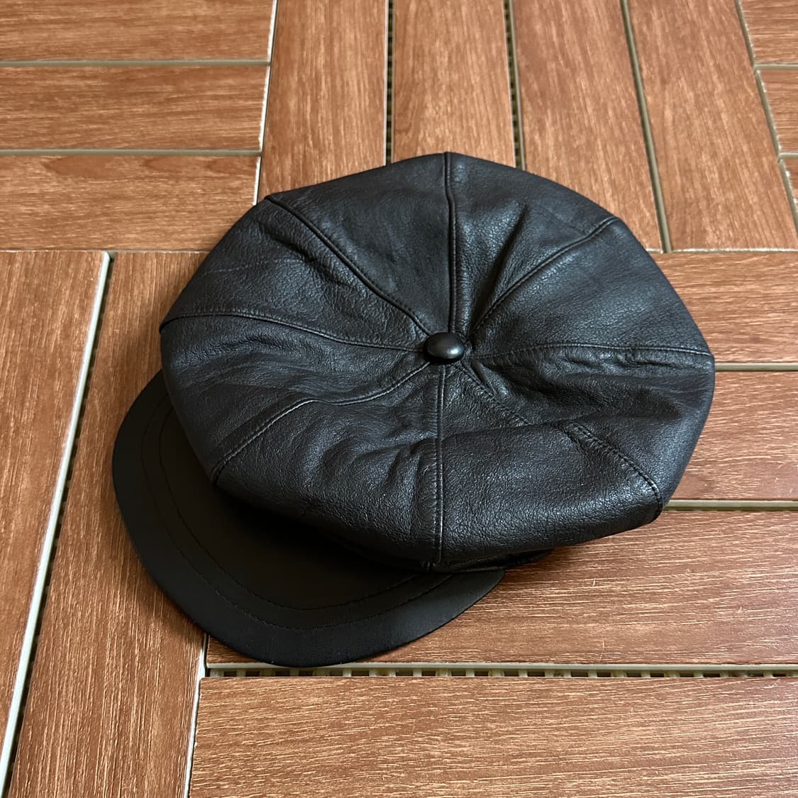 Vintage cow leather newsboy cap 상품이미지3