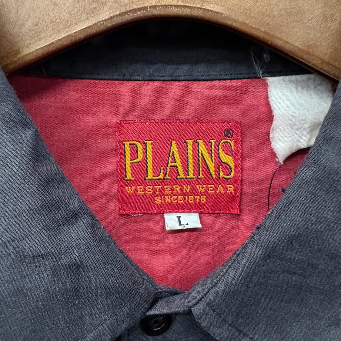 80s 플레인스 와이드요크 실키코튼 배색 웨스턴셔츠 스마일포켓 N603 상품이미지7