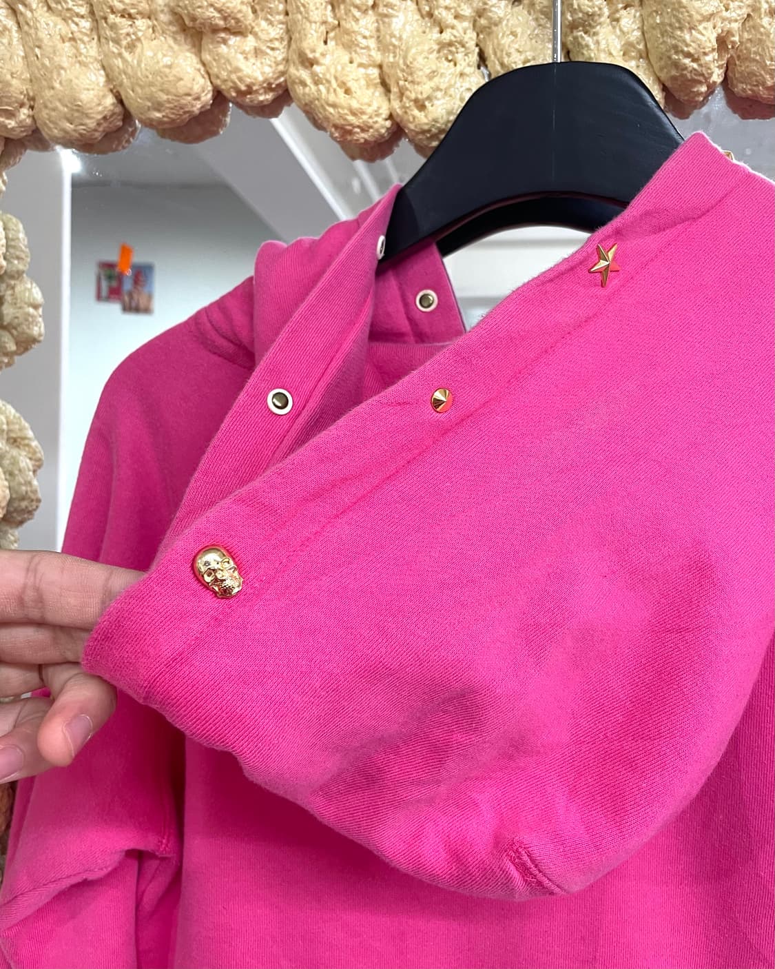 Skeleton Star Stud Pink Hoodie Zip-Up  상품이미지10