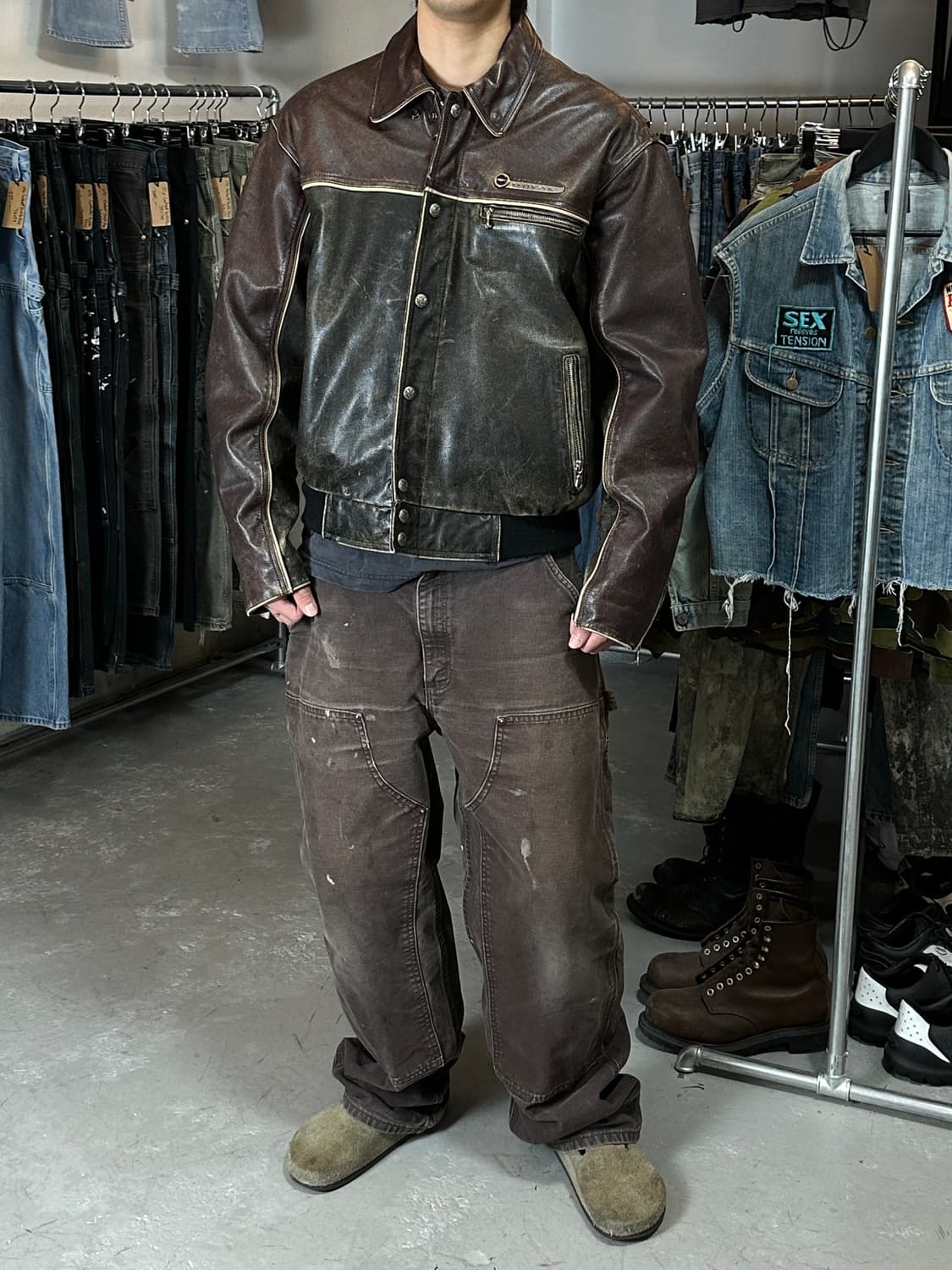 00's 할리데이비슨 디스 레더 자켓 풀그레인 레더 자켓 상품이미지2