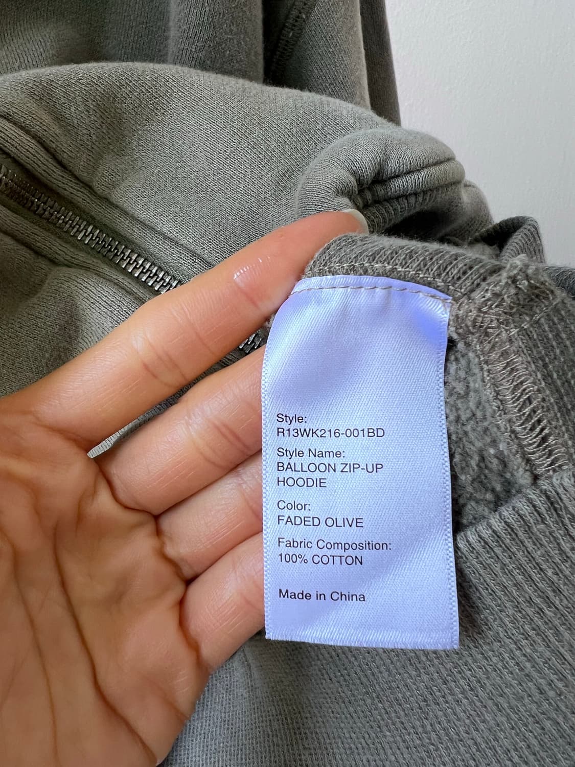 에크루 R13 후드 집업 상품이미지4