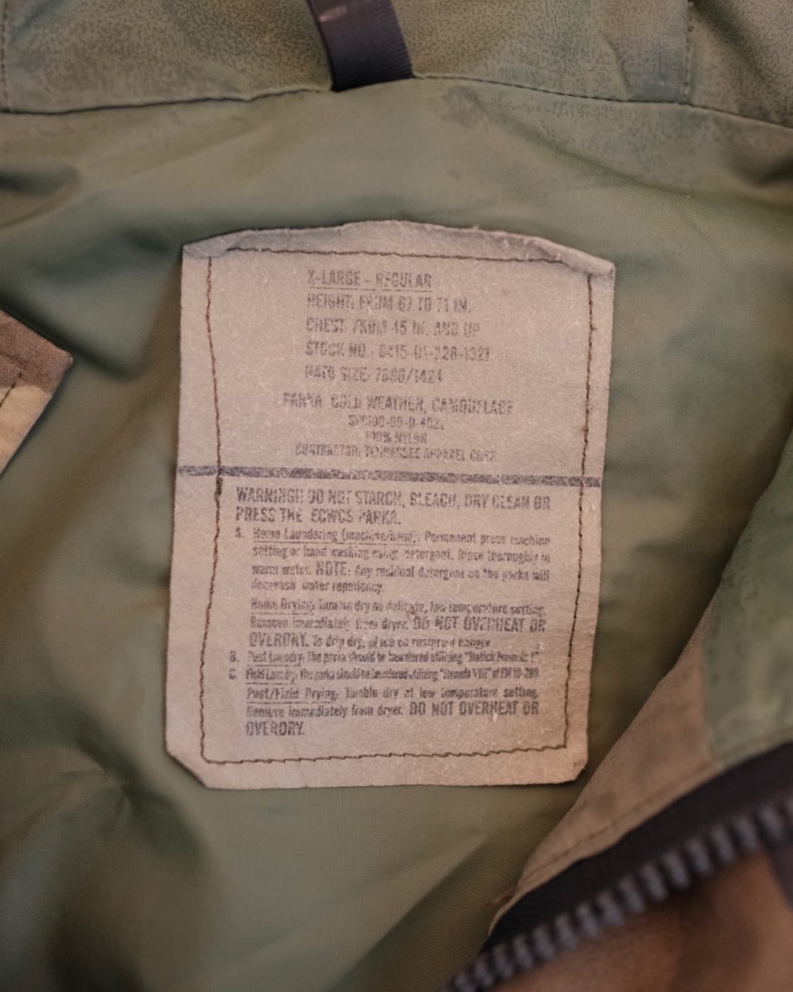 US ARMY 오리지널 ECWCS 1세대 고어텍스 파카  상품이미지10