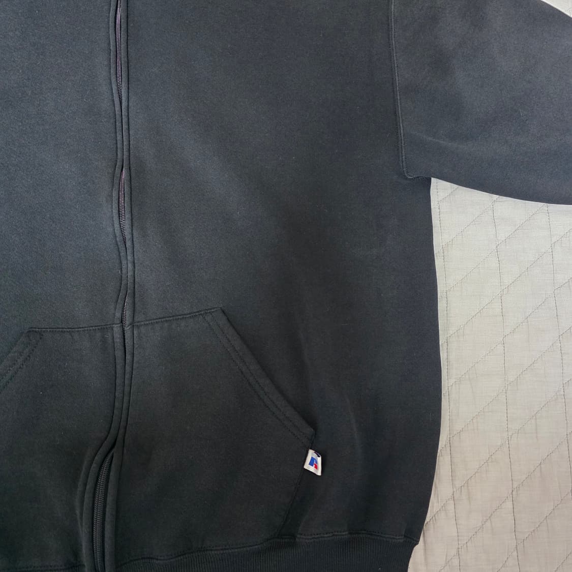 [XL] 90s USA 빈티지 러셀 애슬레틱 후드집업 블랙 나이스 페이딩 상품이미지3