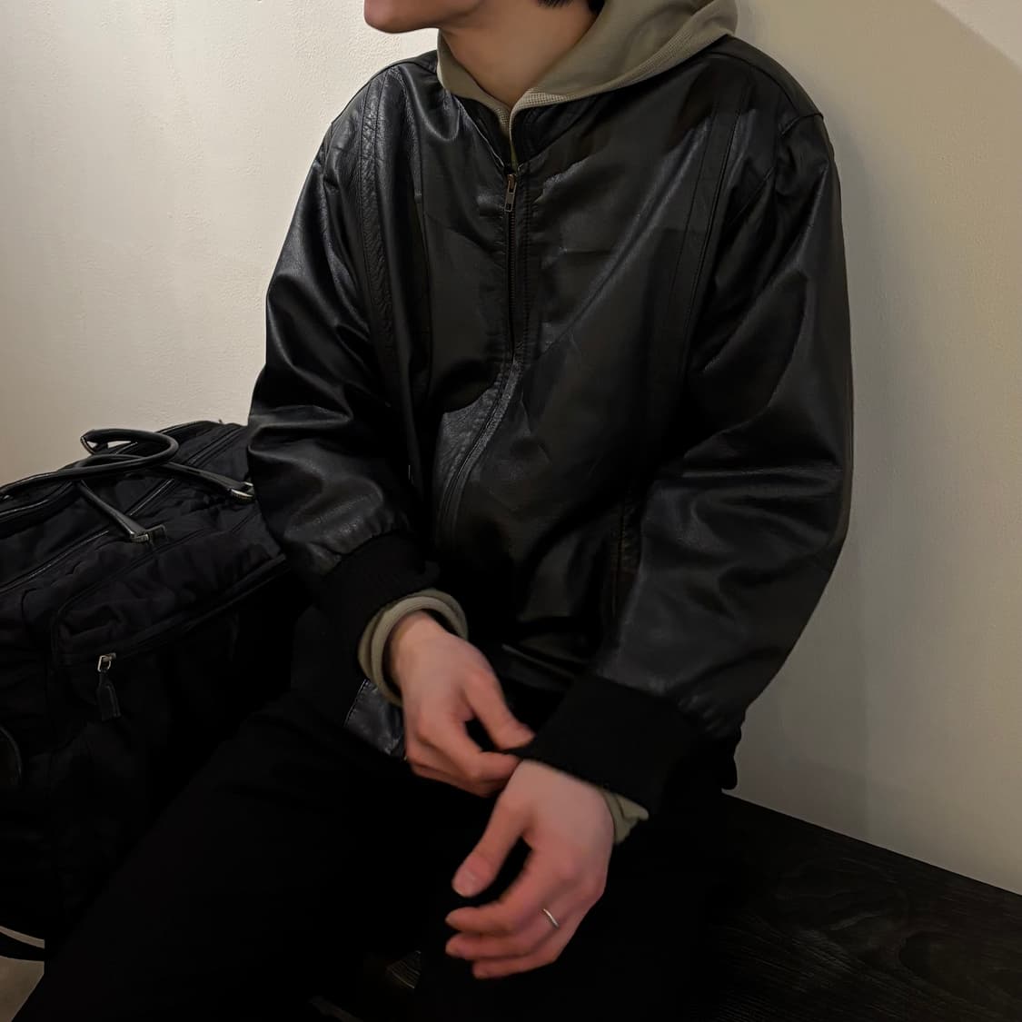 vtg lambskin middle neck jacket 상품이미지4