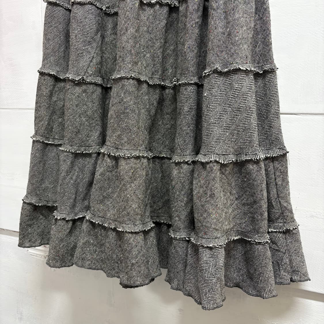 그레이 헤링본 보카시 패치워크 캉캉 스커트 (JPN) 상품이미지3