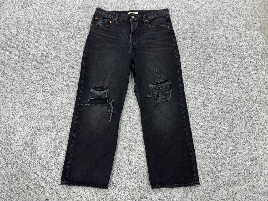 리바이스 립케이지 와이드 데미지 블랙데님 상품이미지1