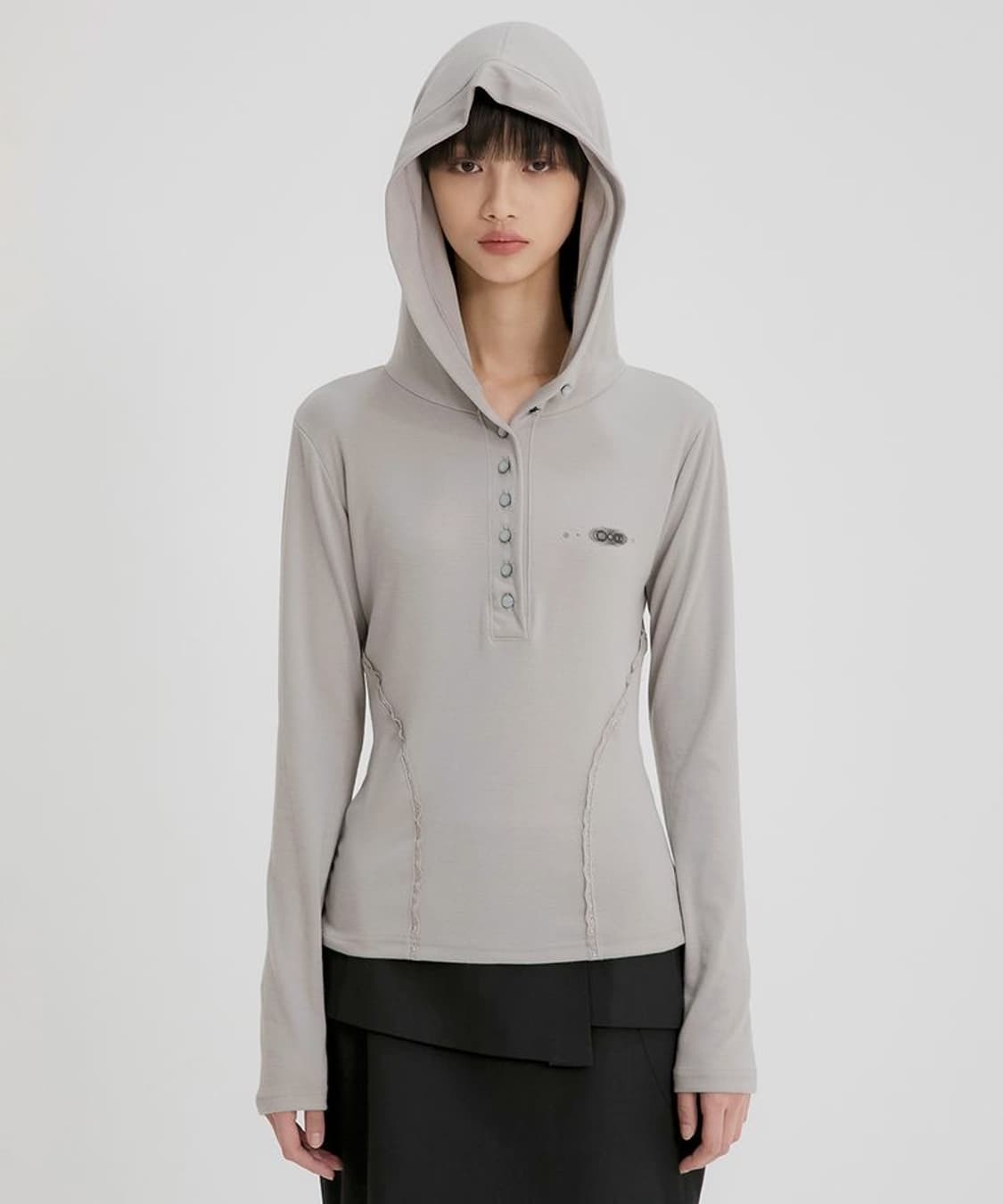 플레어업 버튼 업 레이스 후디 그레이 상품이미지2