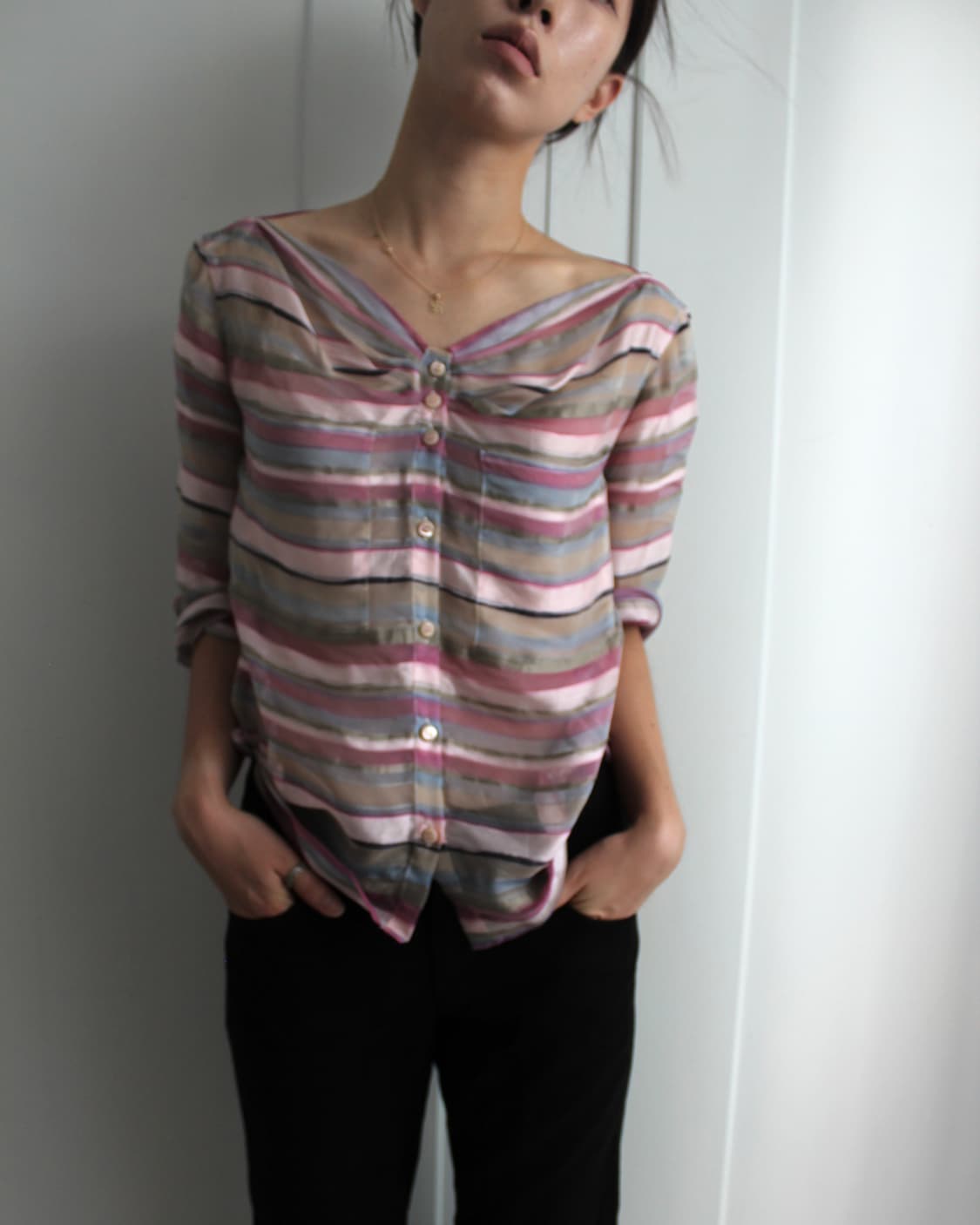 Armani Collezioni stripe linen blouse 상품이미지8