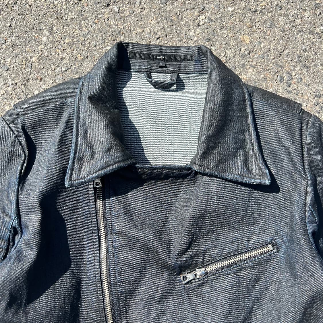NO ID 코팅 데님 라이더 자켓 상품이미지4