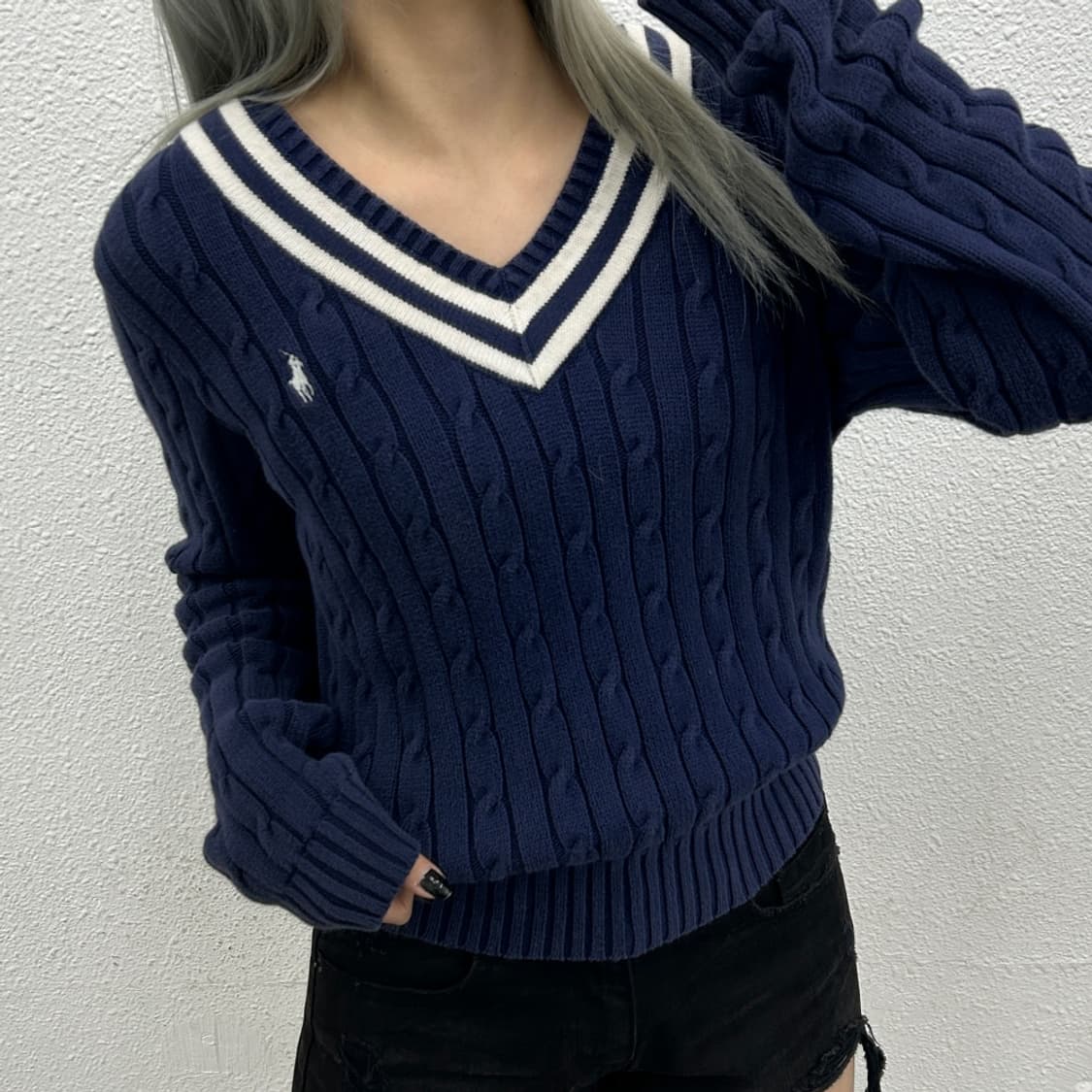 폴로 랄프로렌 화이트포니 네이비 크리켓 니트 xl 상품이미지1