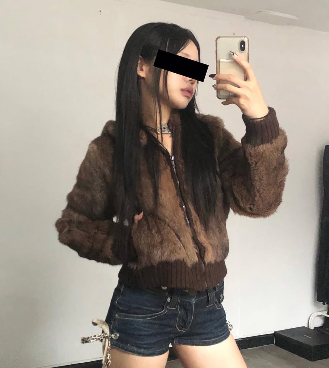 브라운 퍼 후드자켓 상품이미지1