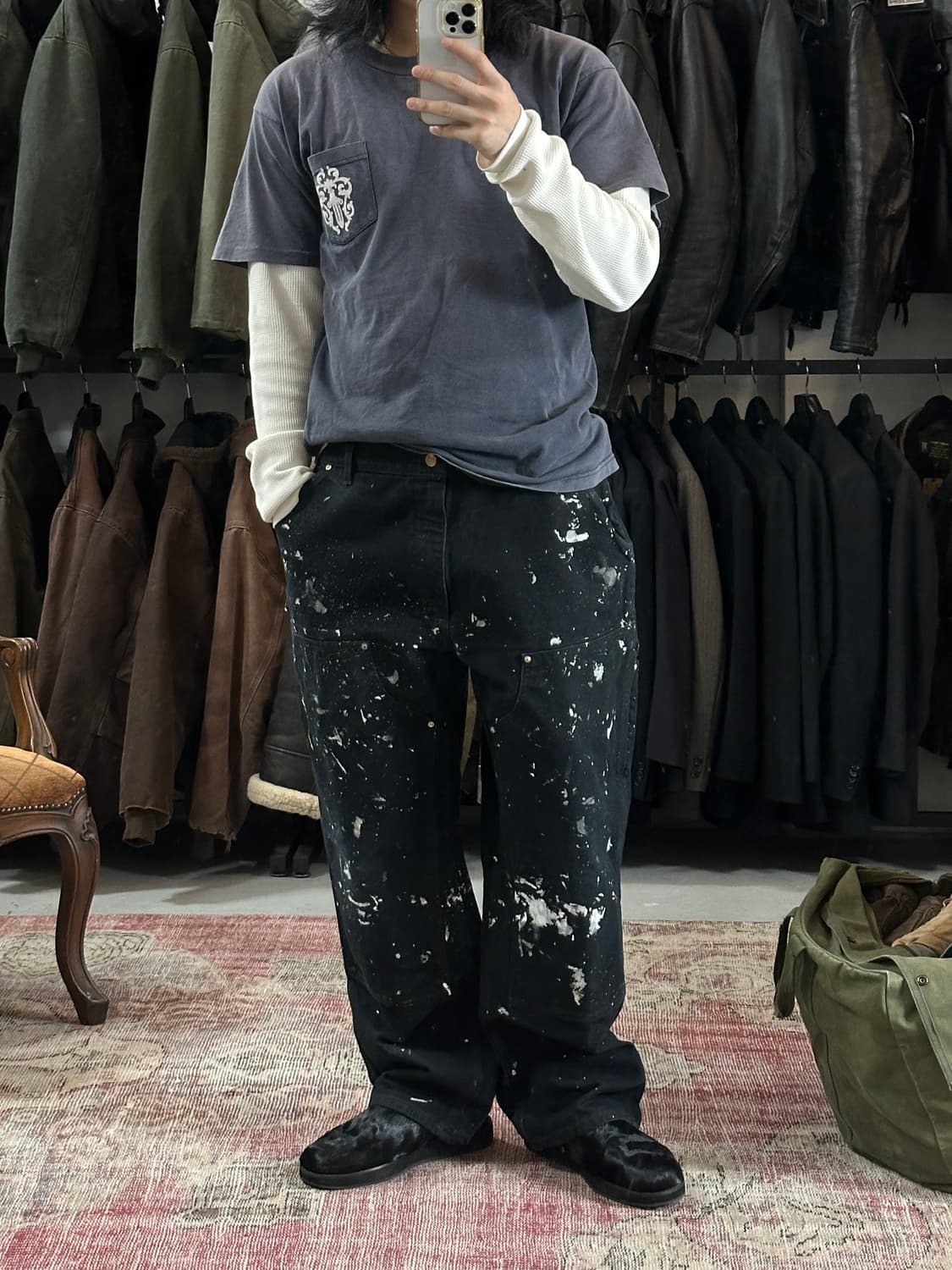 OG USA Made 칼하트 B01 더블니 블랙 칼하트 썩블니 카펜터 상품이미지2