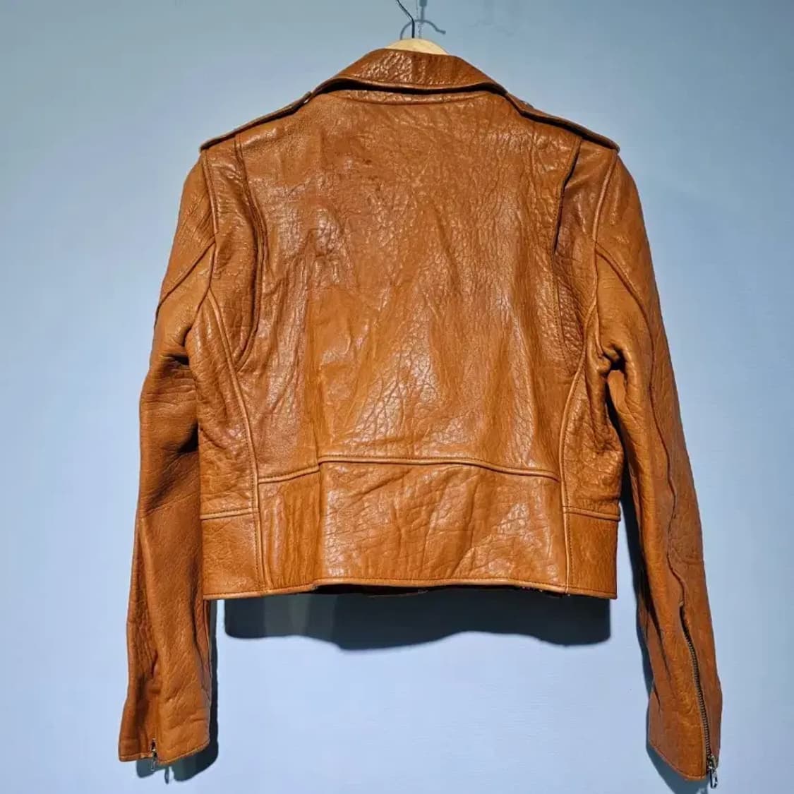 산드로 가죽 라이더 자켓 브라운~55 상품이미지3