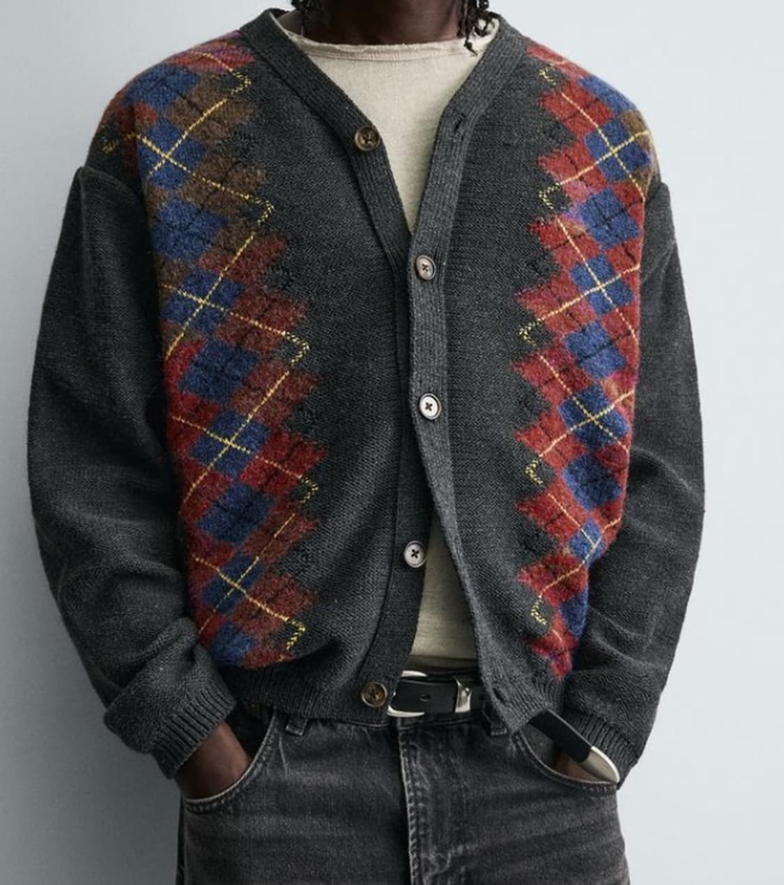 [S] 자라 다이아몬드 자카드 가디건 니트 스웨터 0048/320/801 상품이미지1