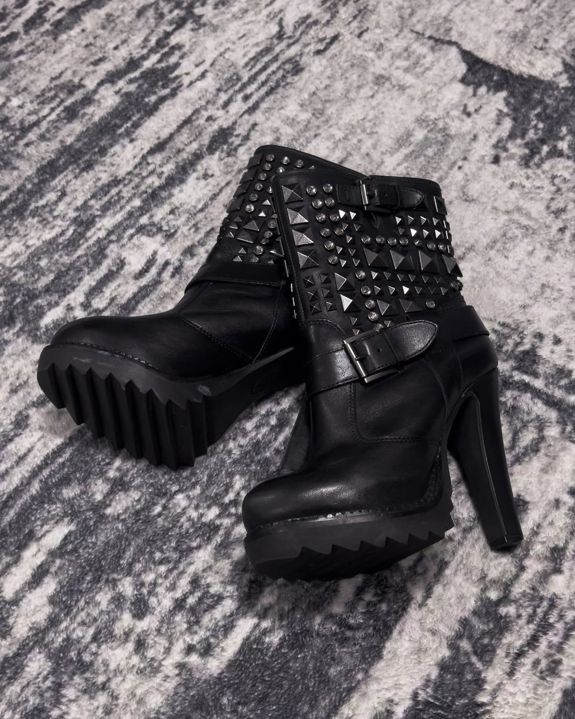 {Ash} Stud Cubic High Heel (Black)  상품이미지1