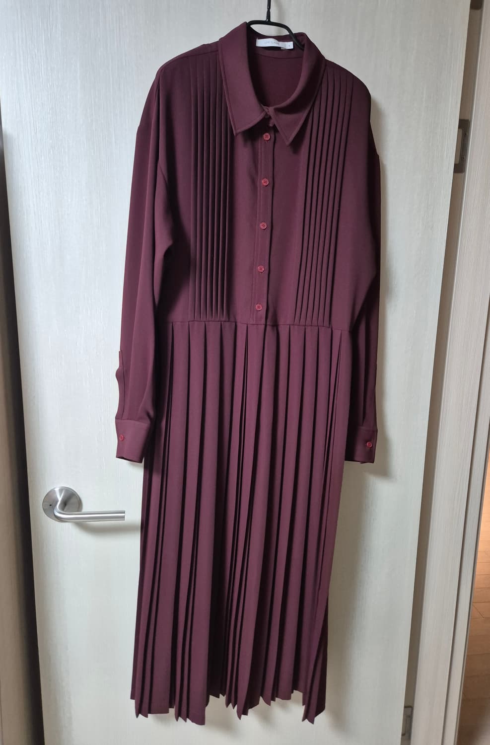 로우클래식 플리츠 원피스 드레스 버건디 m 셔츠원피스 상품이미지1