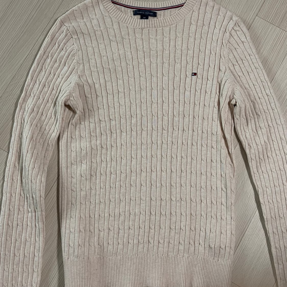 타미힐피거 여성 꽈배기 니트 오트밀 s 상품이미지1