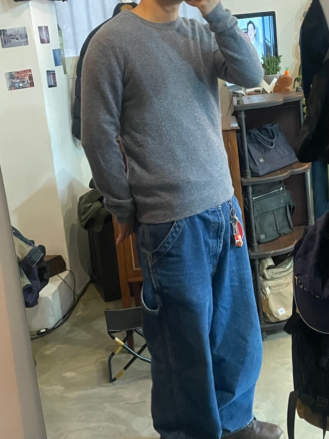 솔리드 옴므 그레이 니트 100 상품이미지1