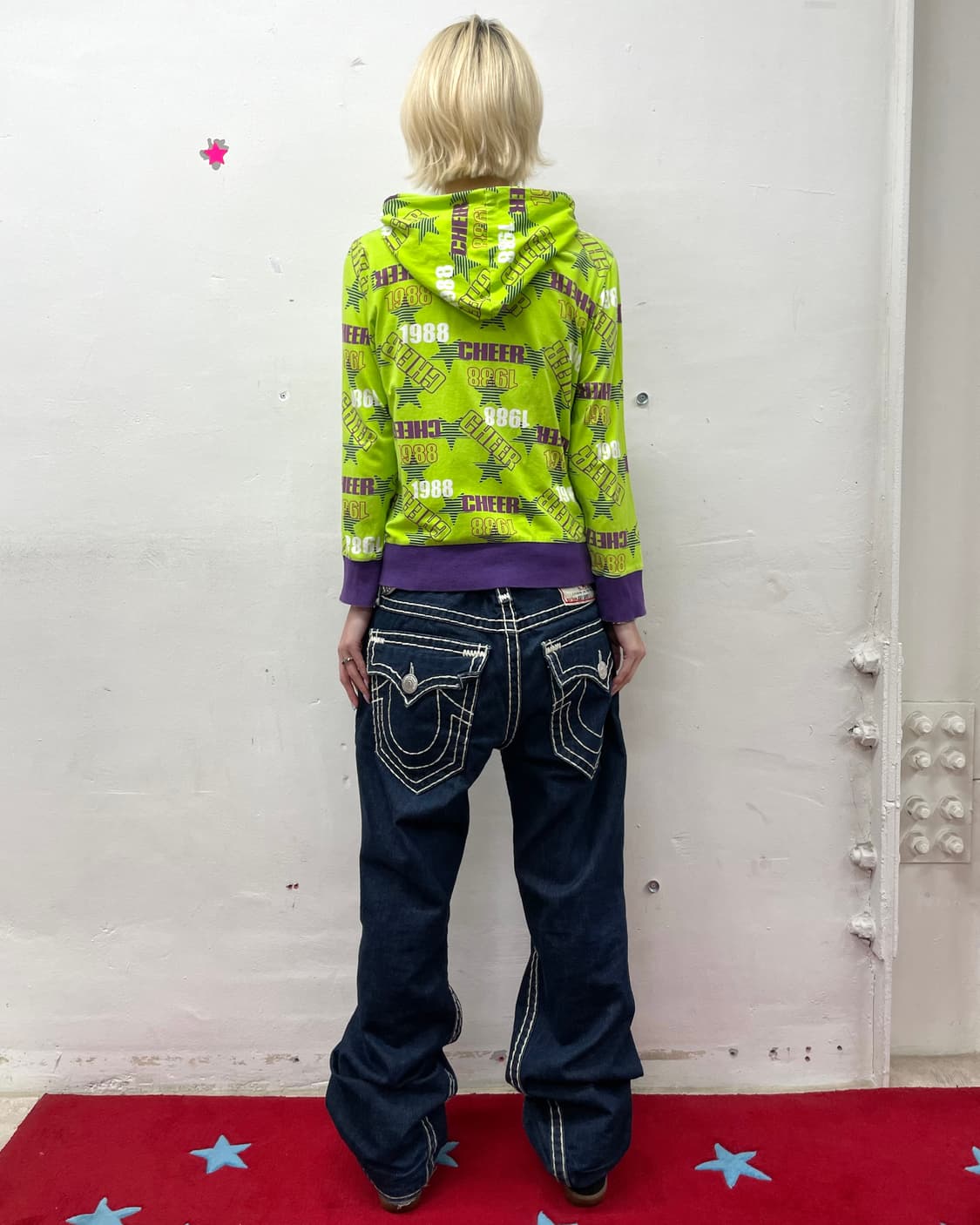 Retro Cheer Star Green Hoodie Zip-Up 상품이미지6