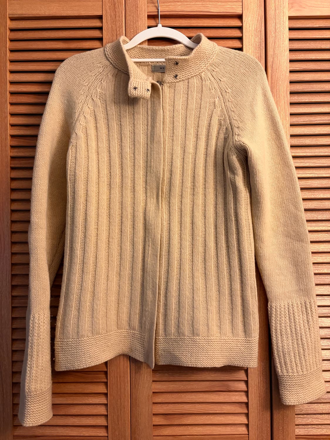 베이지 니트 스냅 하프넥 집업 하이넥 상품이미지2