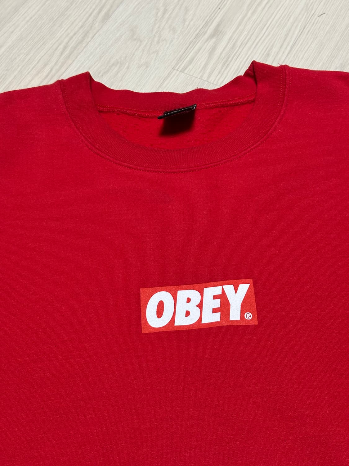 오베이 OBEY 스펠아웃 박스로고 맨투맨 레드 상품이미지5