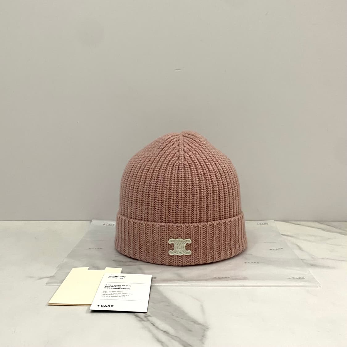 거의새것 셀린느 트리오페 로고 캐시미어 비니 핑크 상품이미지2