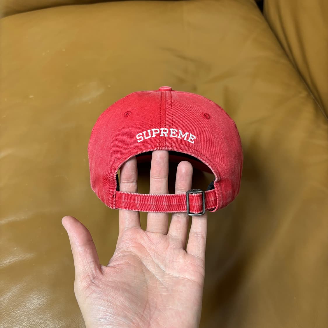 Supreme 슈프림 피그먼트 워시드 레드 S로고 6패널 볼캡 모자 상품이미지7