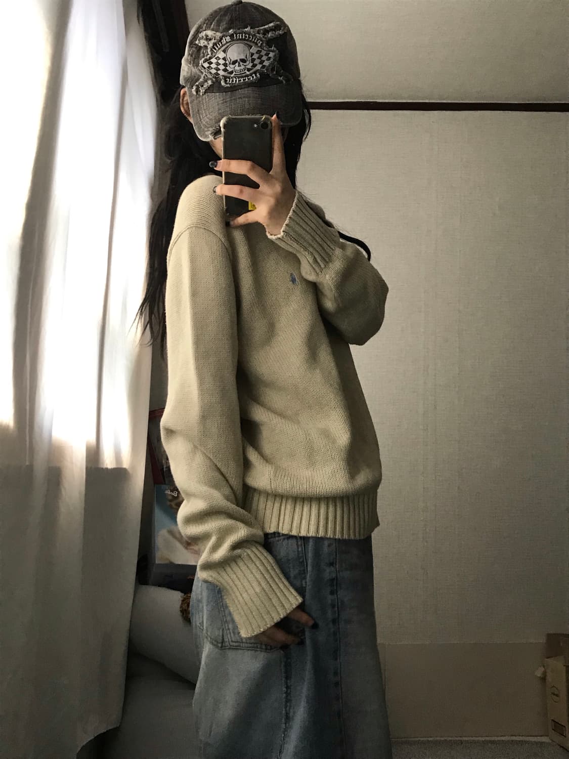 폴로 아이보리 브이넥 니트 상품이미지5