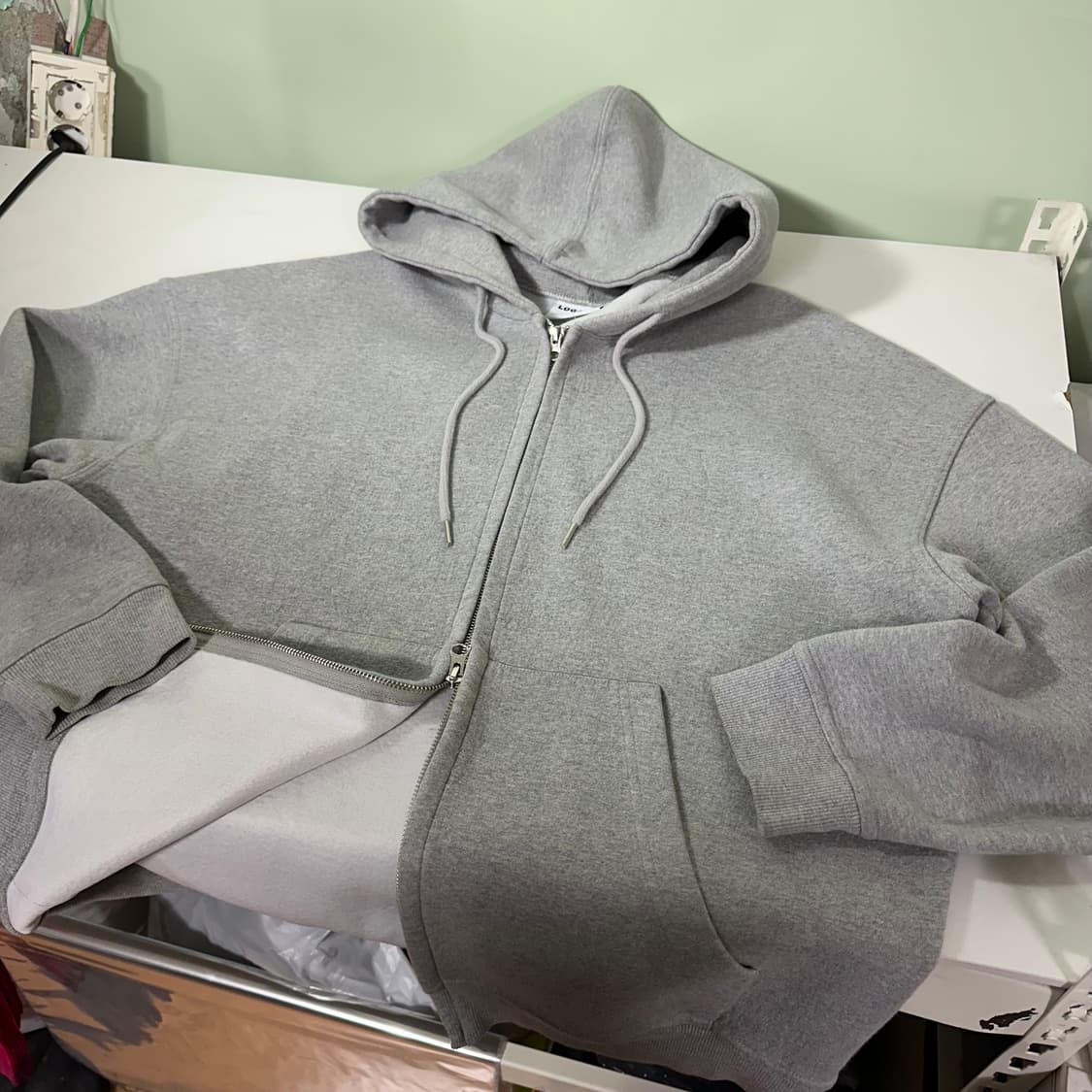 L LOGAN 로건 그레이 오버핏 투웨이 워싱스웻코튼 후드집업 상품이미지1