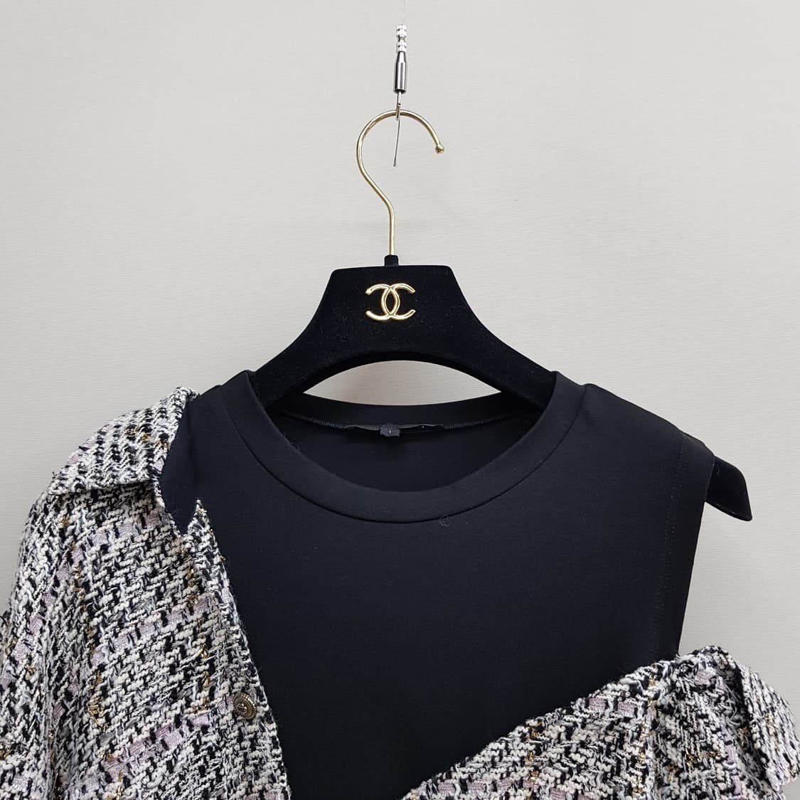 MAJE 마쥬 트위드 오프숄더 레이어드 셔츠 블라우스 1사이즈 상품이미지5