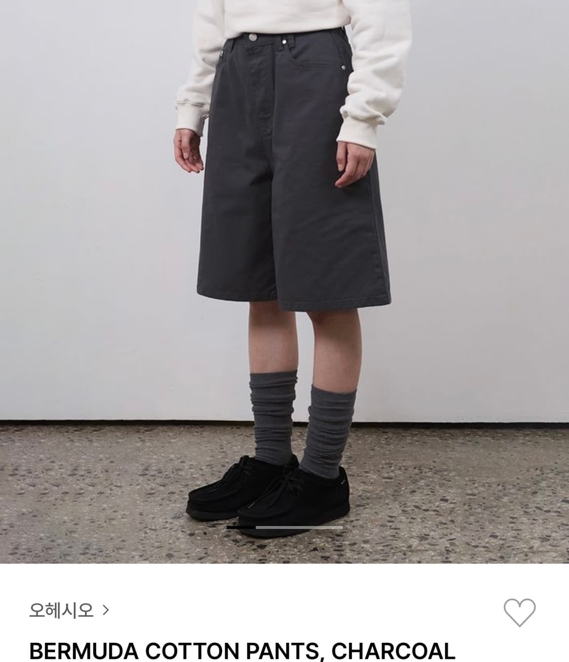 오헤시오 BERMUDA COTTON PANTS, CHARCOAL 버뮤다 상품이미지1
