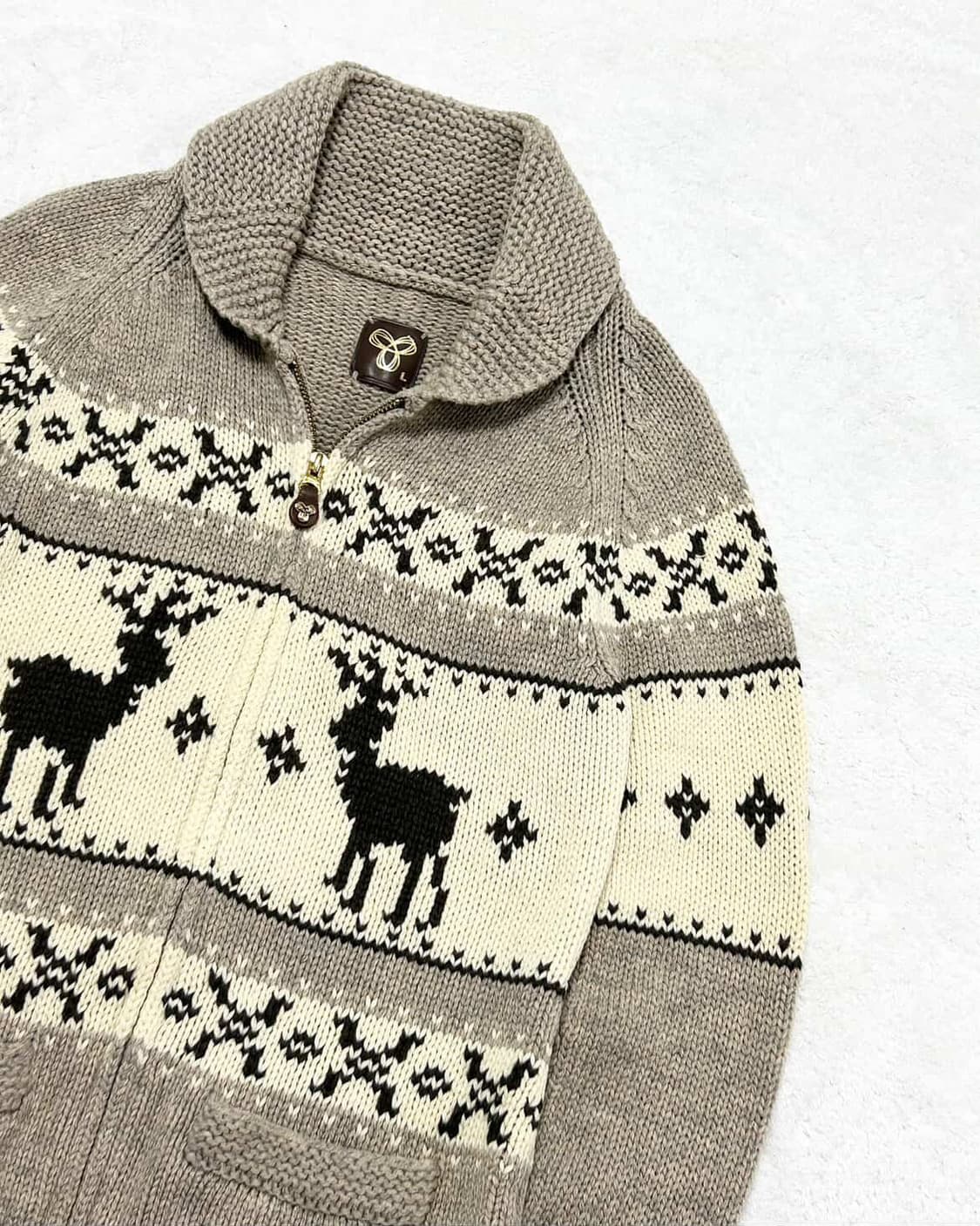빈티지 노르딕 울 니트집업 상품이미지7
