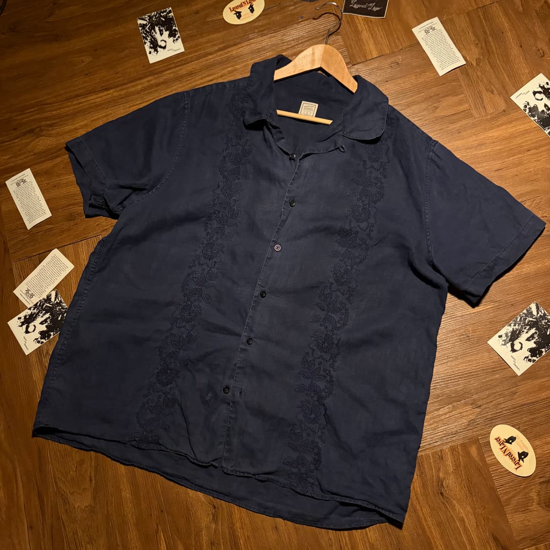 Japanese Deep Blue linen guayabera shirt 상품이미지6