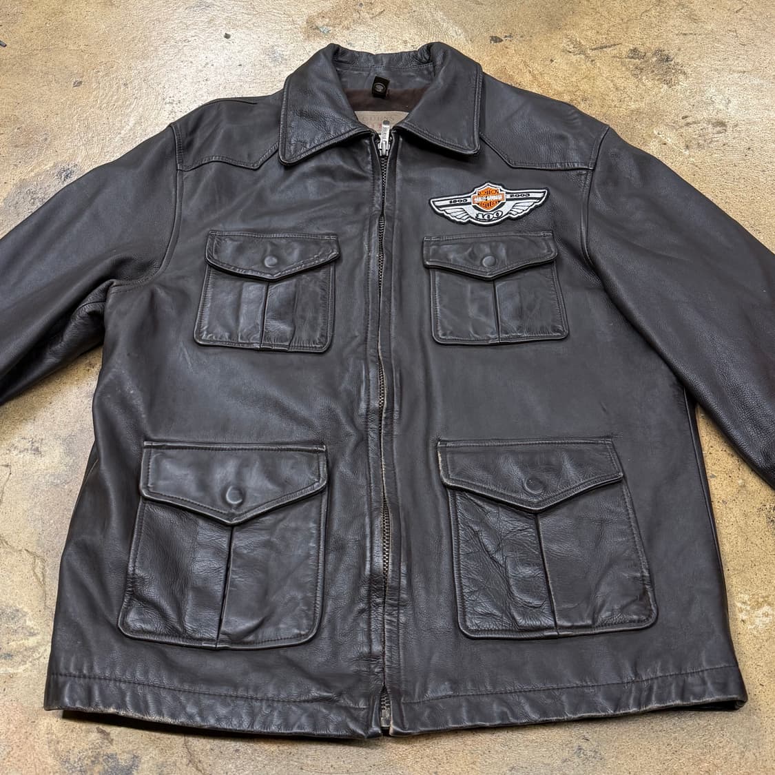 [정품/M] 게스  브라운 가죽 자켓 b15 상품이미지3