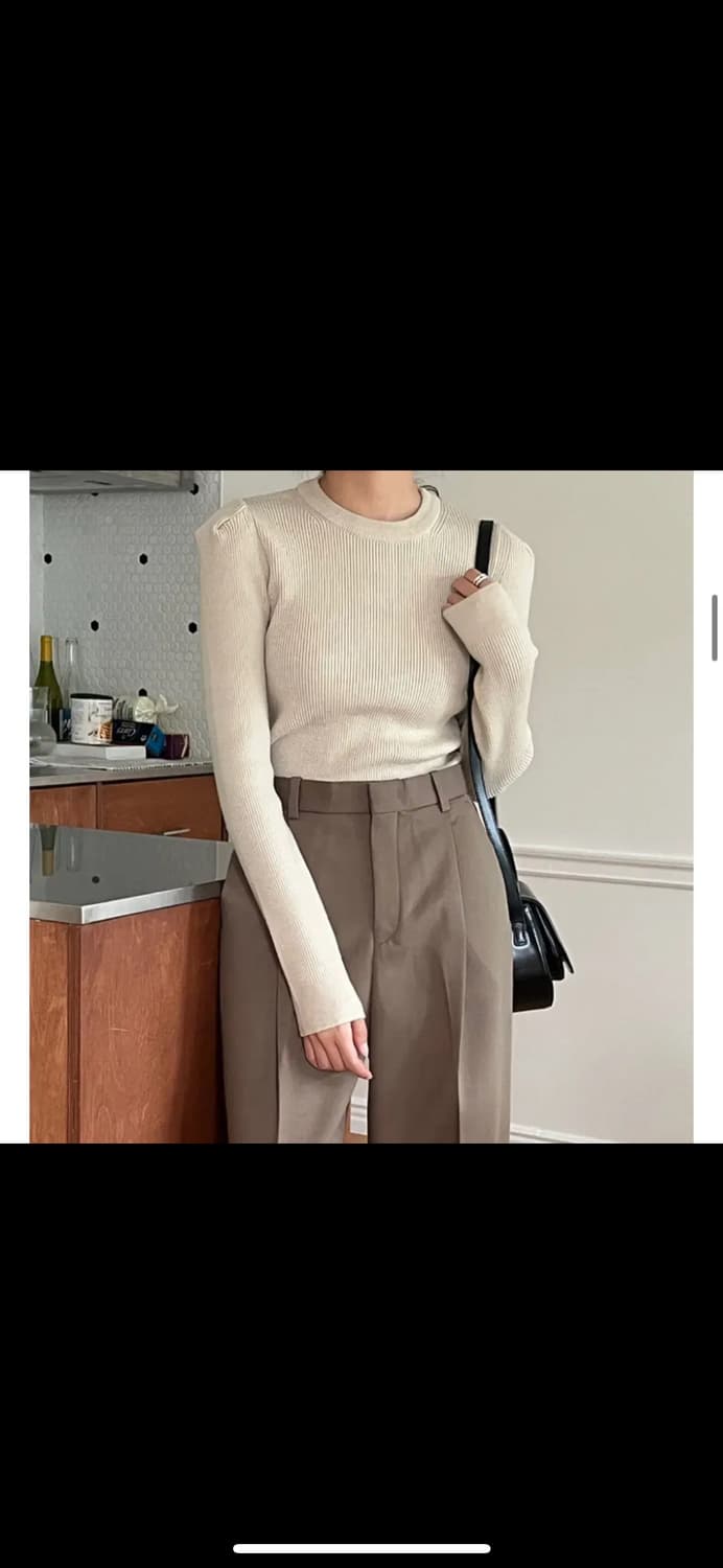 언더스탠딩 퍼프라운드골지니트 아이보리 상품이미지1