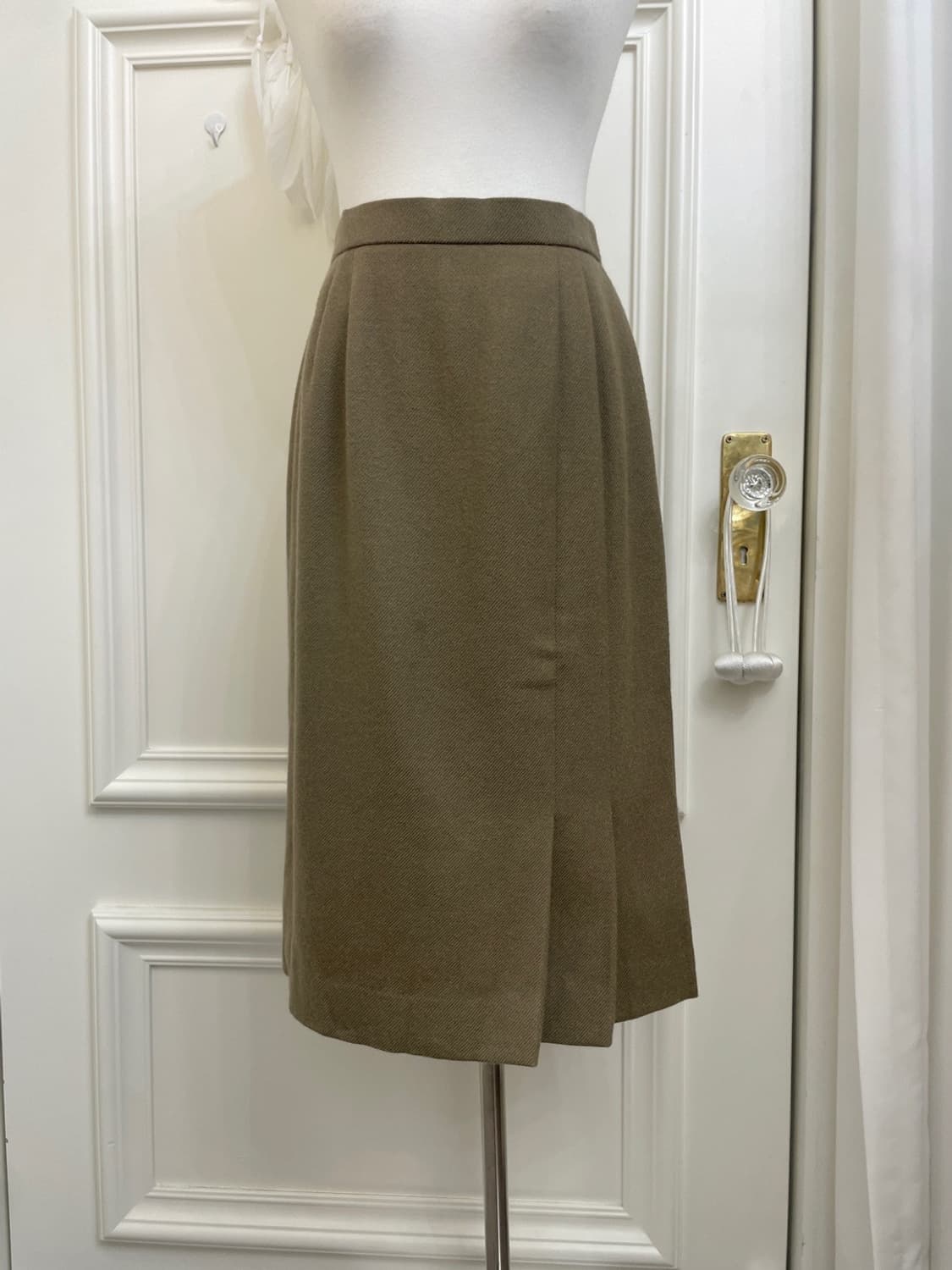 khaki brown twill pleats wool skirt 상품이미지5