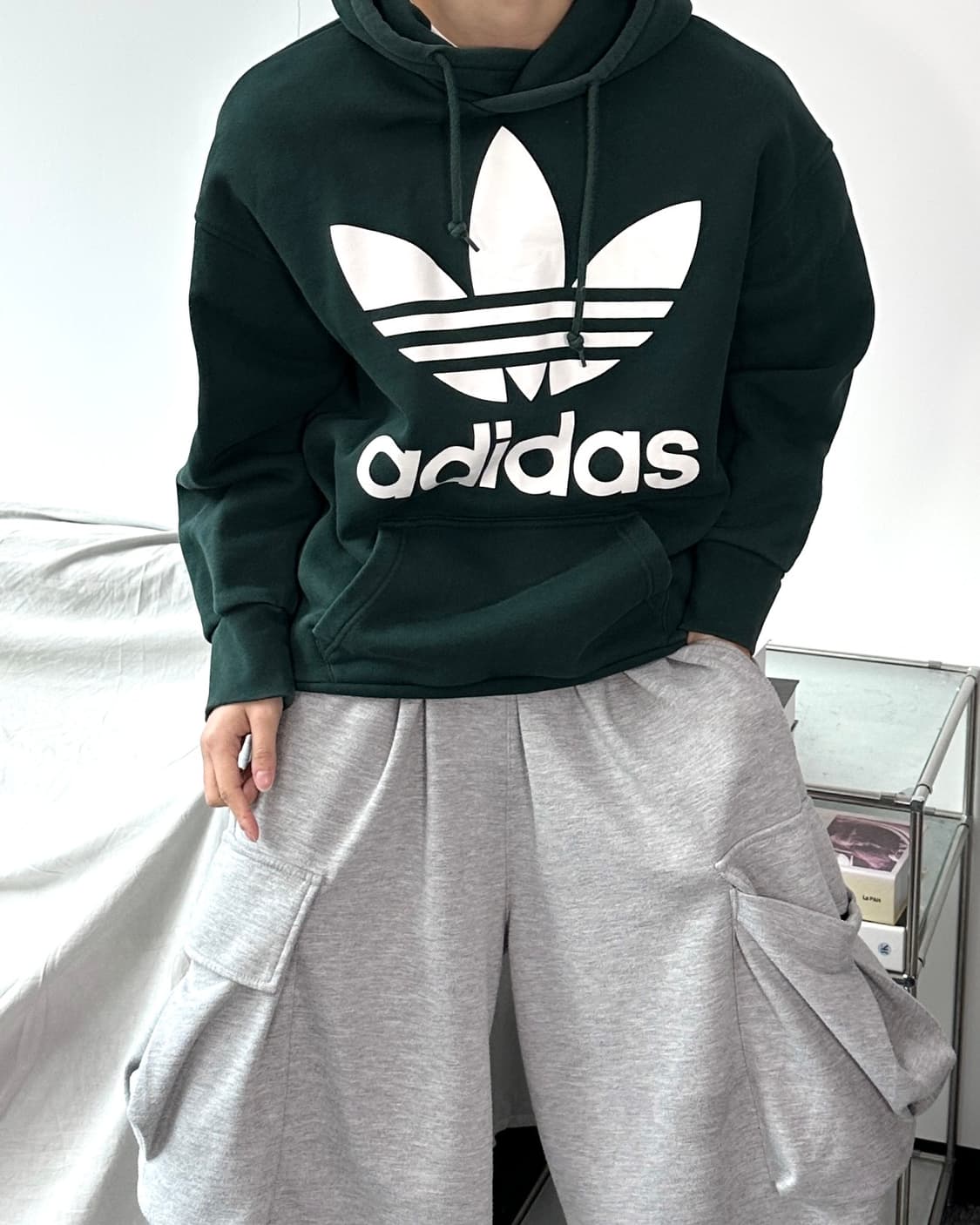 아디다스 딥그린 빅로고 후드티 XS 상품이미지2