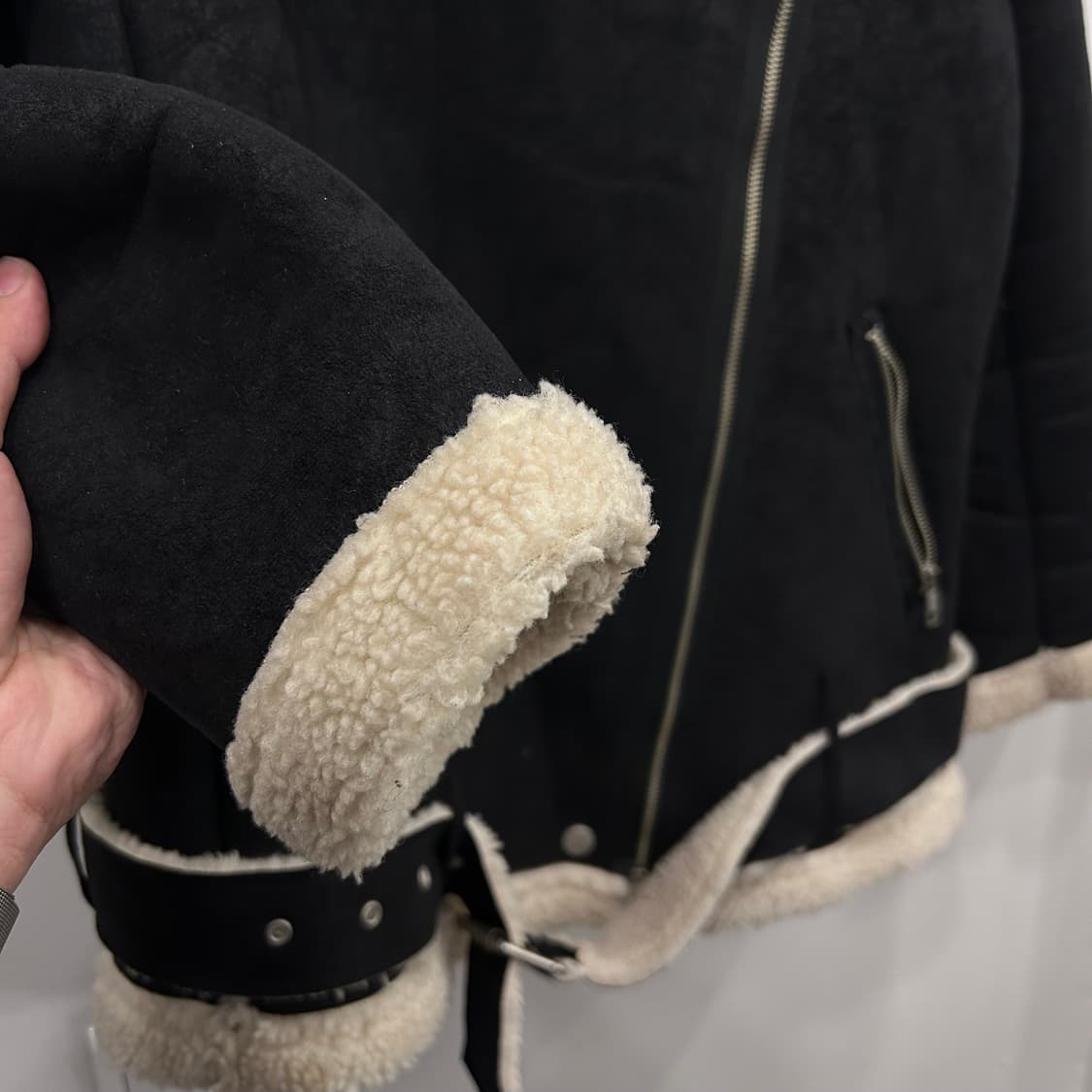 핸드메이드 무광 플리스 카라 스웨이드 무스탕 상품이미지4