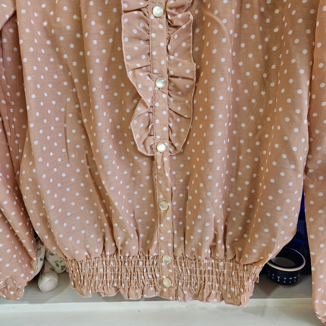 도트 레이스카라 프릴 블라우스 상품이미지4