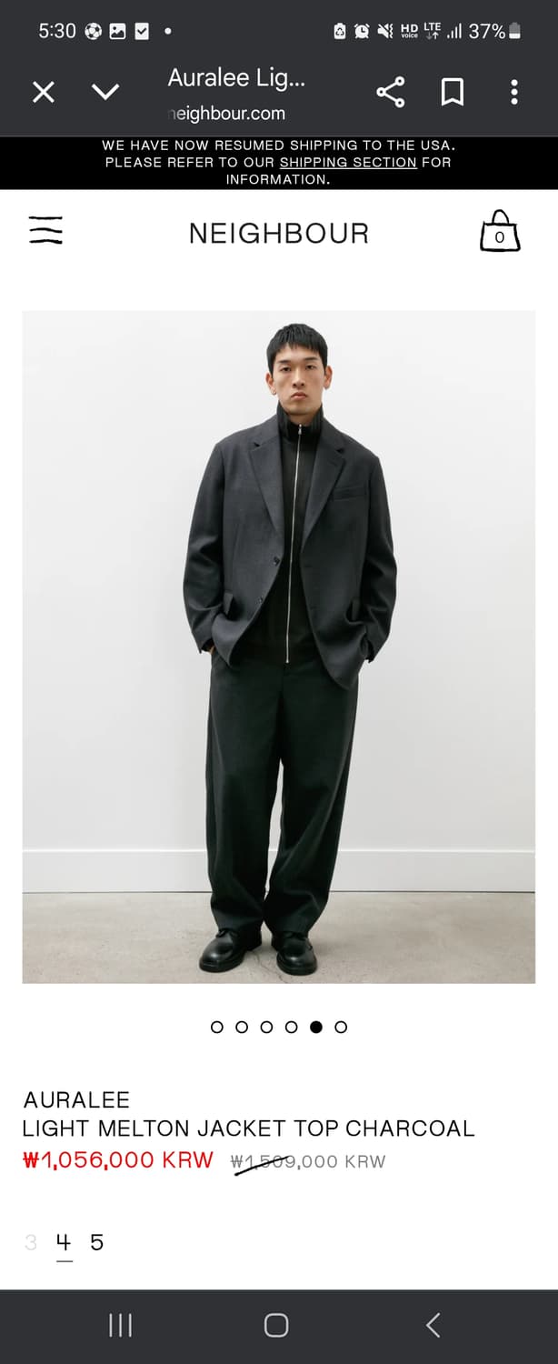 오라리 24fw 라이트 멜튼 자켓 4  상품이미지2