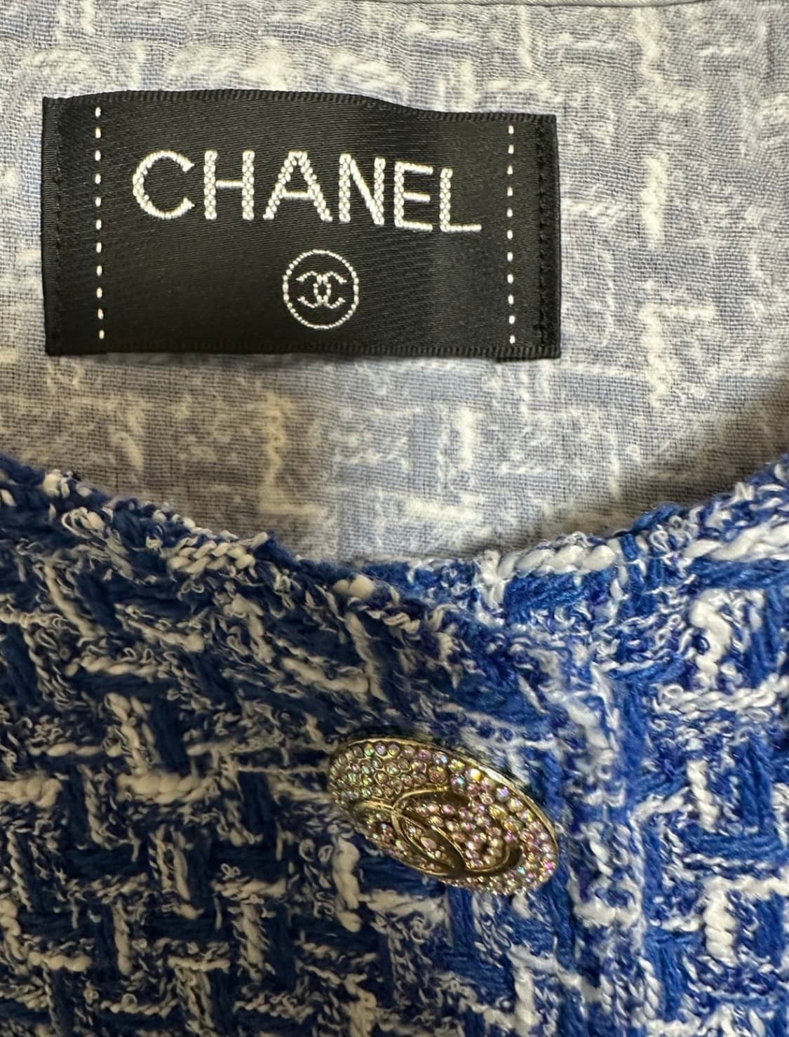 샤넬 트위드 반팔 자켓 블루 정품 상품이미지4