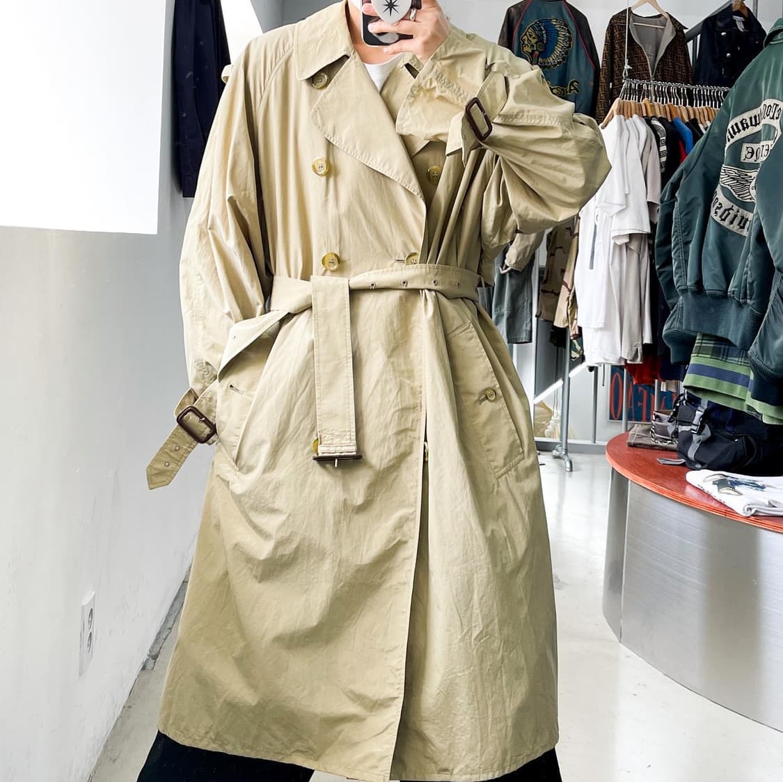 버버리 90s 오리지널 코튼/나일론 더블 트렌치 코트 상품이미지1
