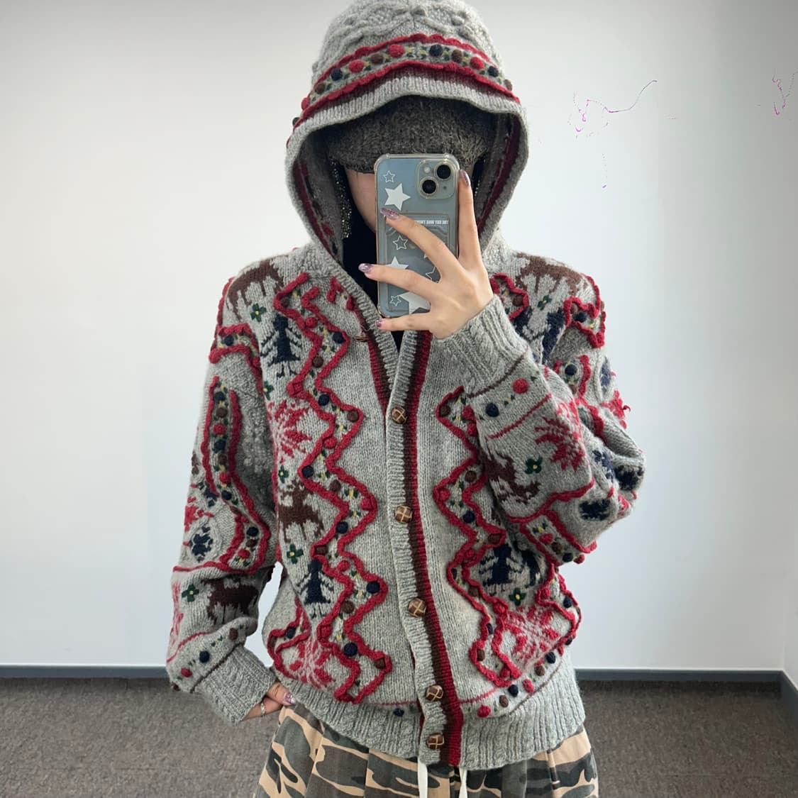 빈티지 울 노르딕 니트 후드가디건  상품이미지2