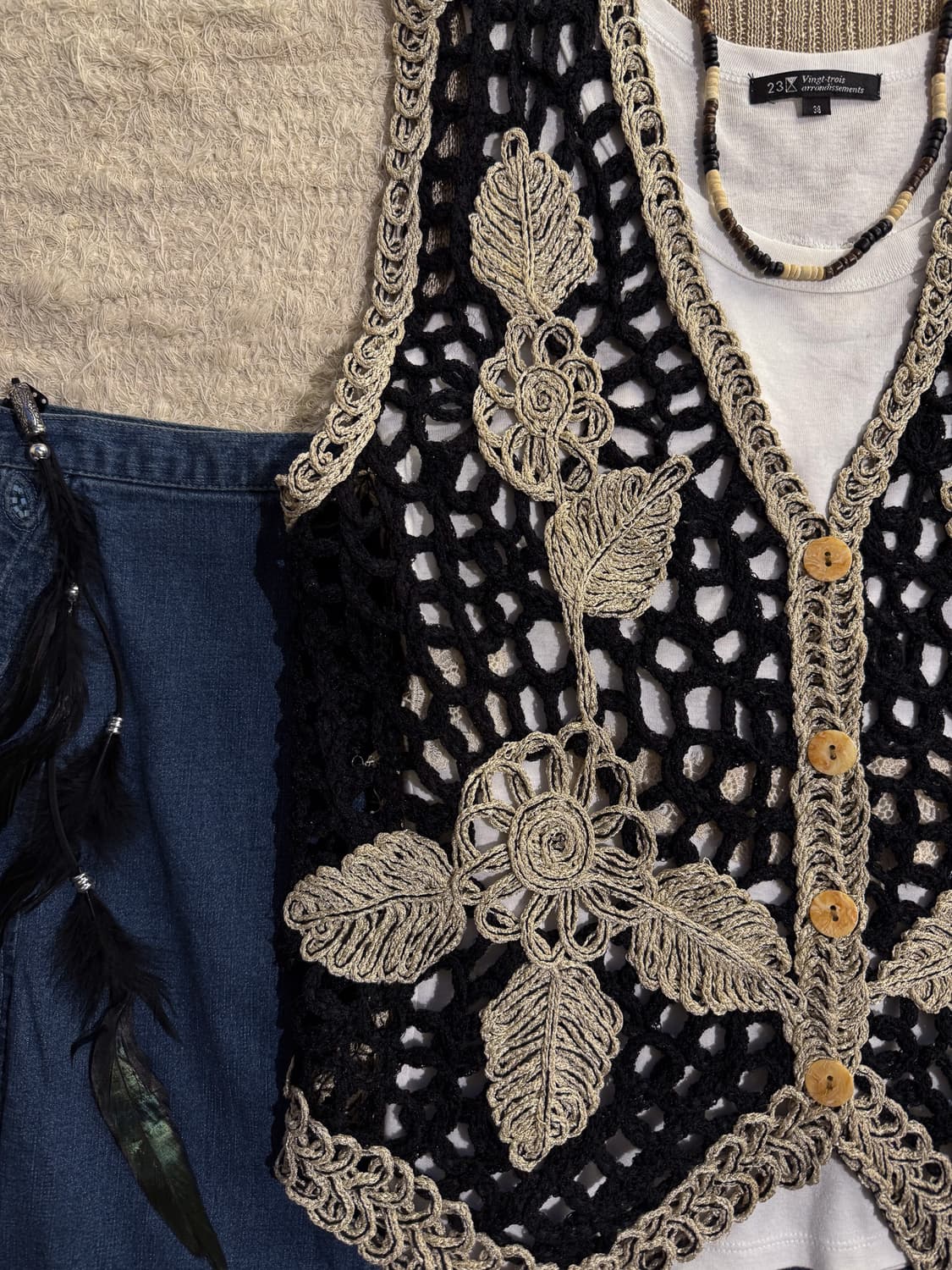 Bokashi Floral Crochet Vest 0255 상품이미지4