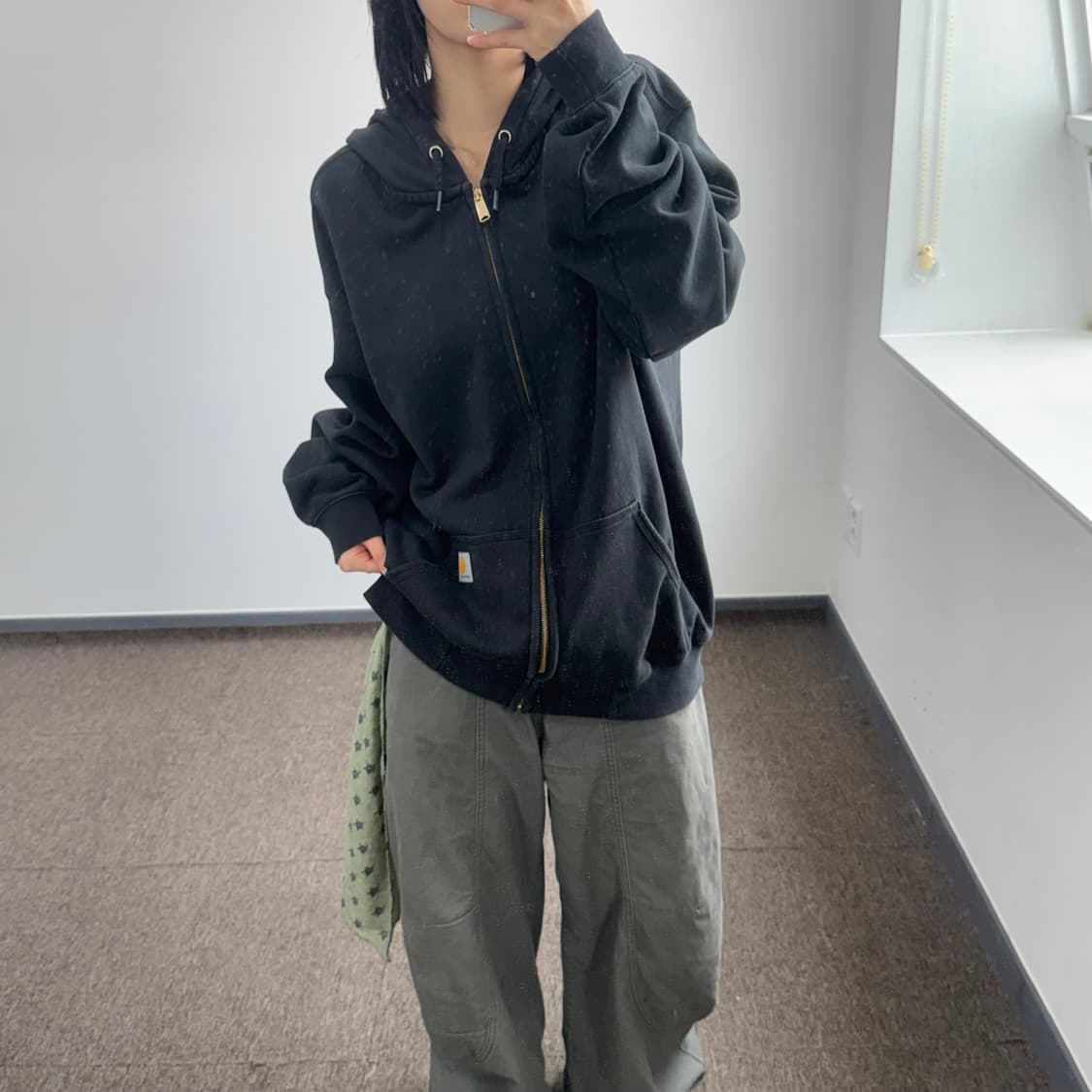 Carhartt 칼하트 루즈핏 블랙 후드집업 상품이미지2